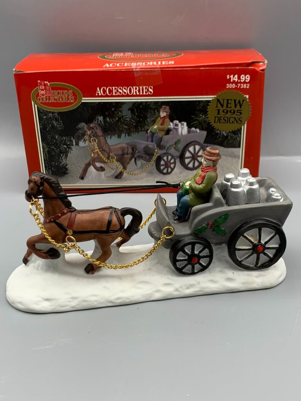 1995 Dickens Collectables Porcelain Horse and Carriage Christmas Village Decor